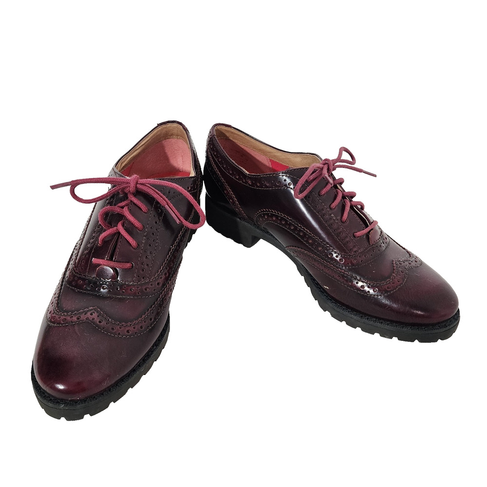 Sperry Women Ashbury Cordovan Glossy Leather Wingtip Top Sider Oxford Shoes 6.5M